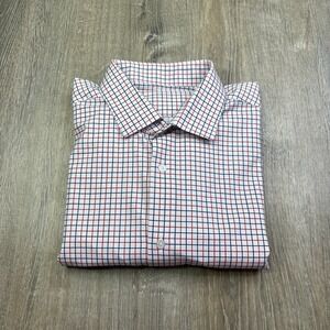 Men's Casual Button Down Shirt - Red and Blue Checkered